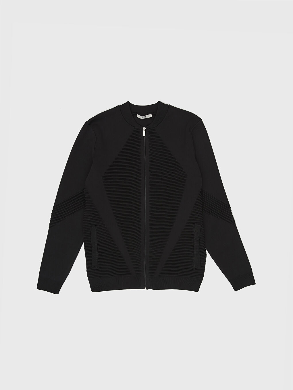 Siyah Slim Fit Kolej Yaka İnce Erkek Triko Hırka-1