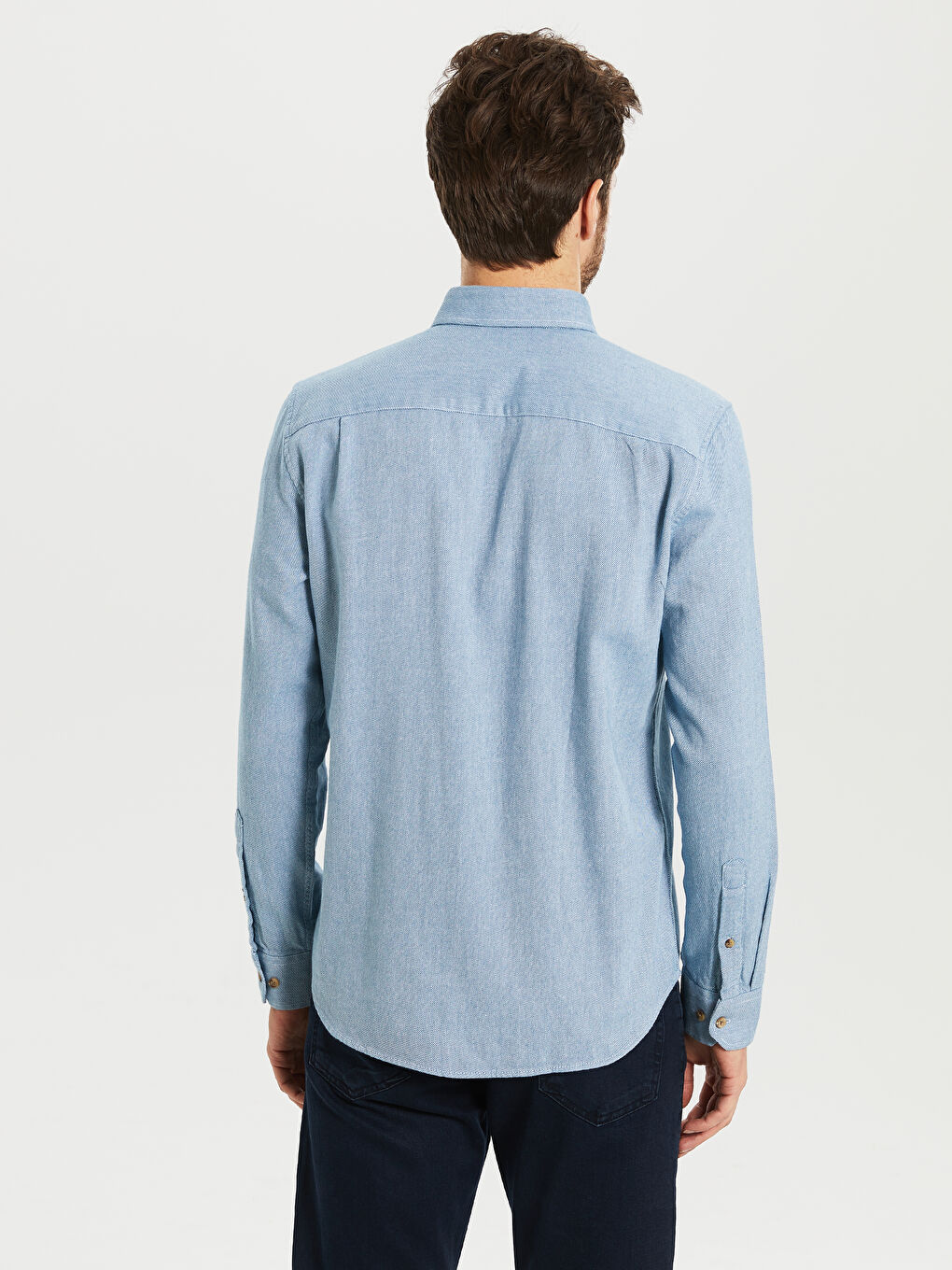 İndigo Gabardin Erkek Gömlek-2