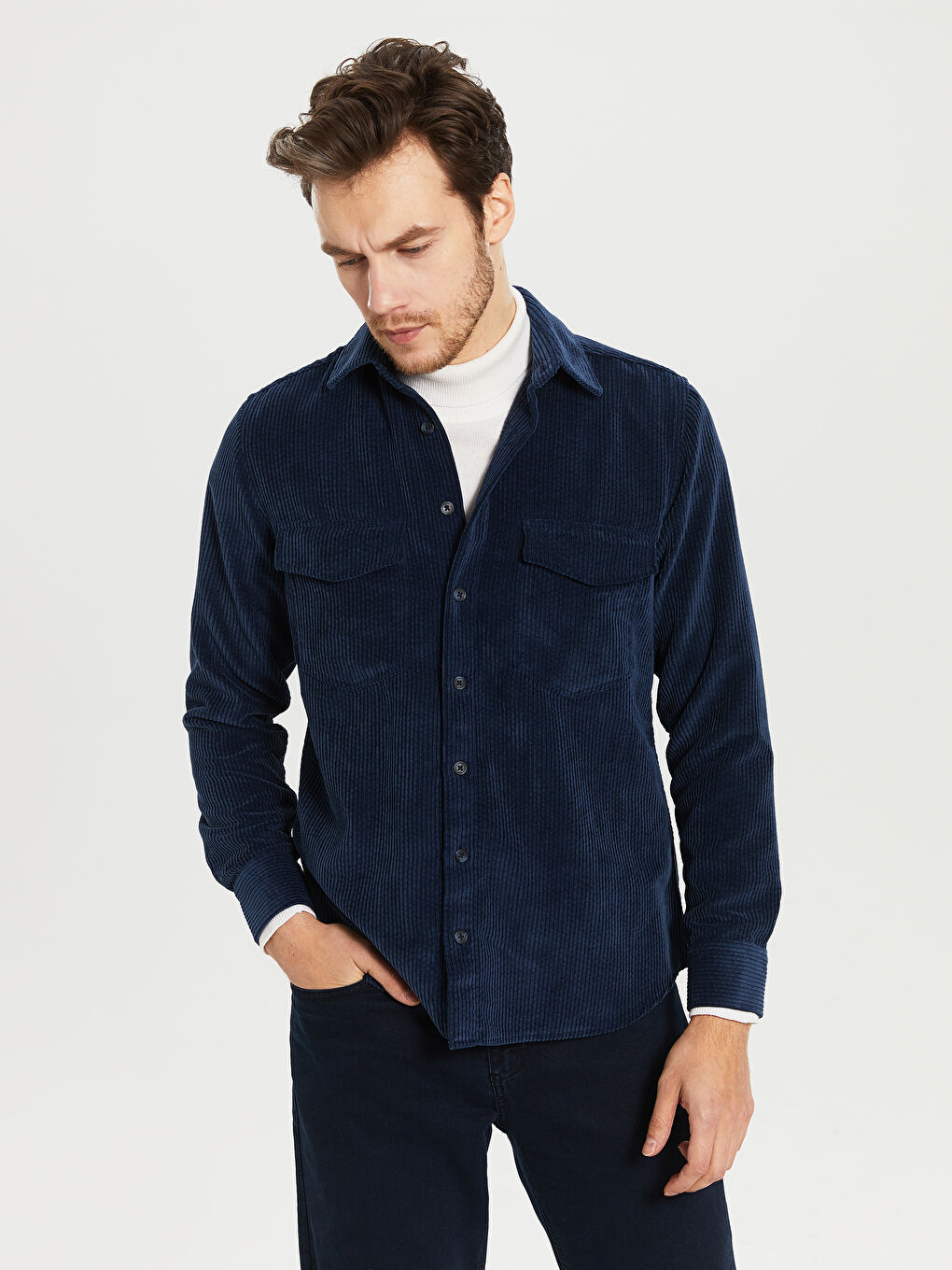 LCWAIKIKI Classic Man NAVY Shirt -9WA780Z8-CRP