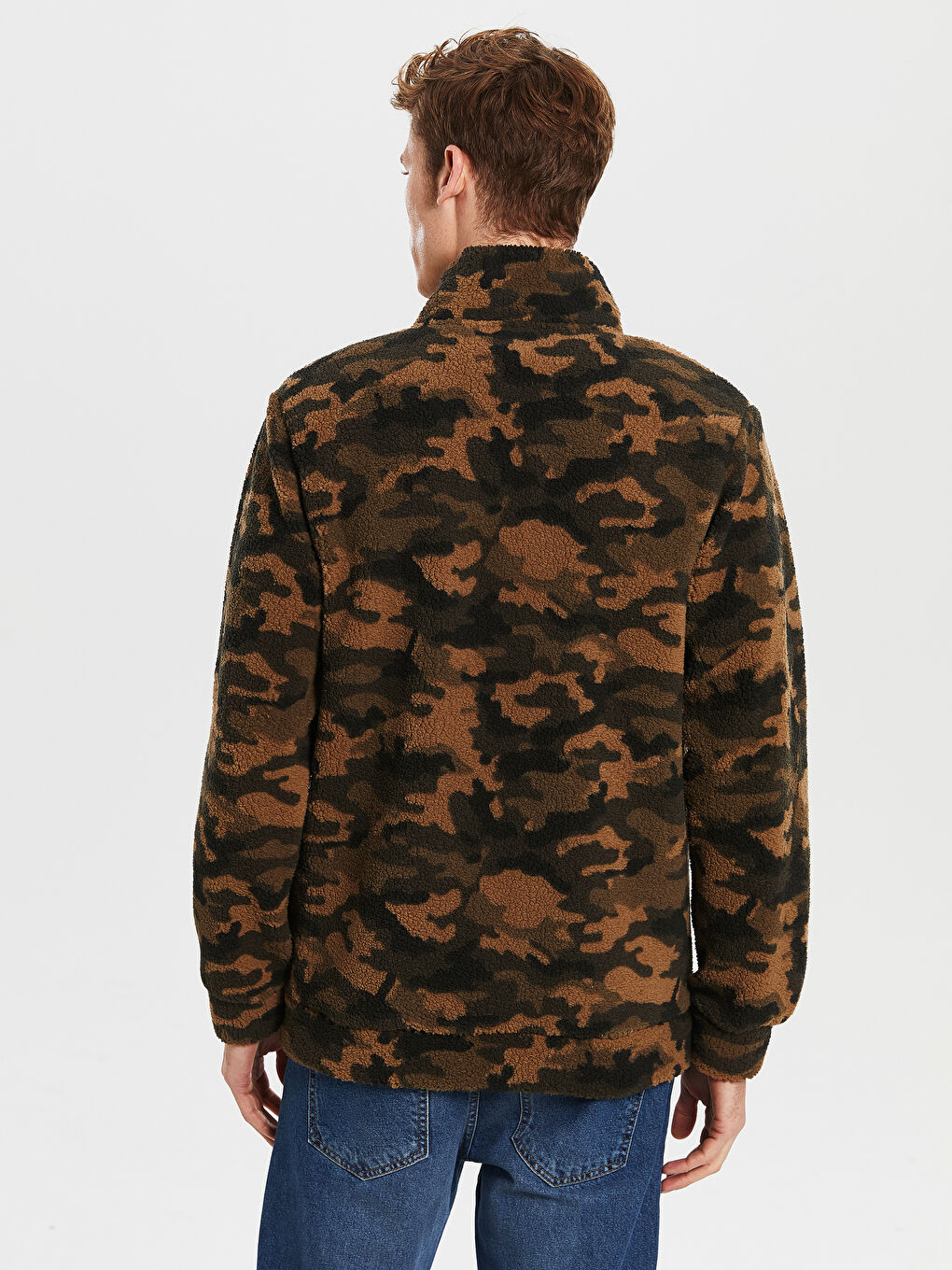 Haki Standart Kalıp Dik Yaka Erkek Hırka-2