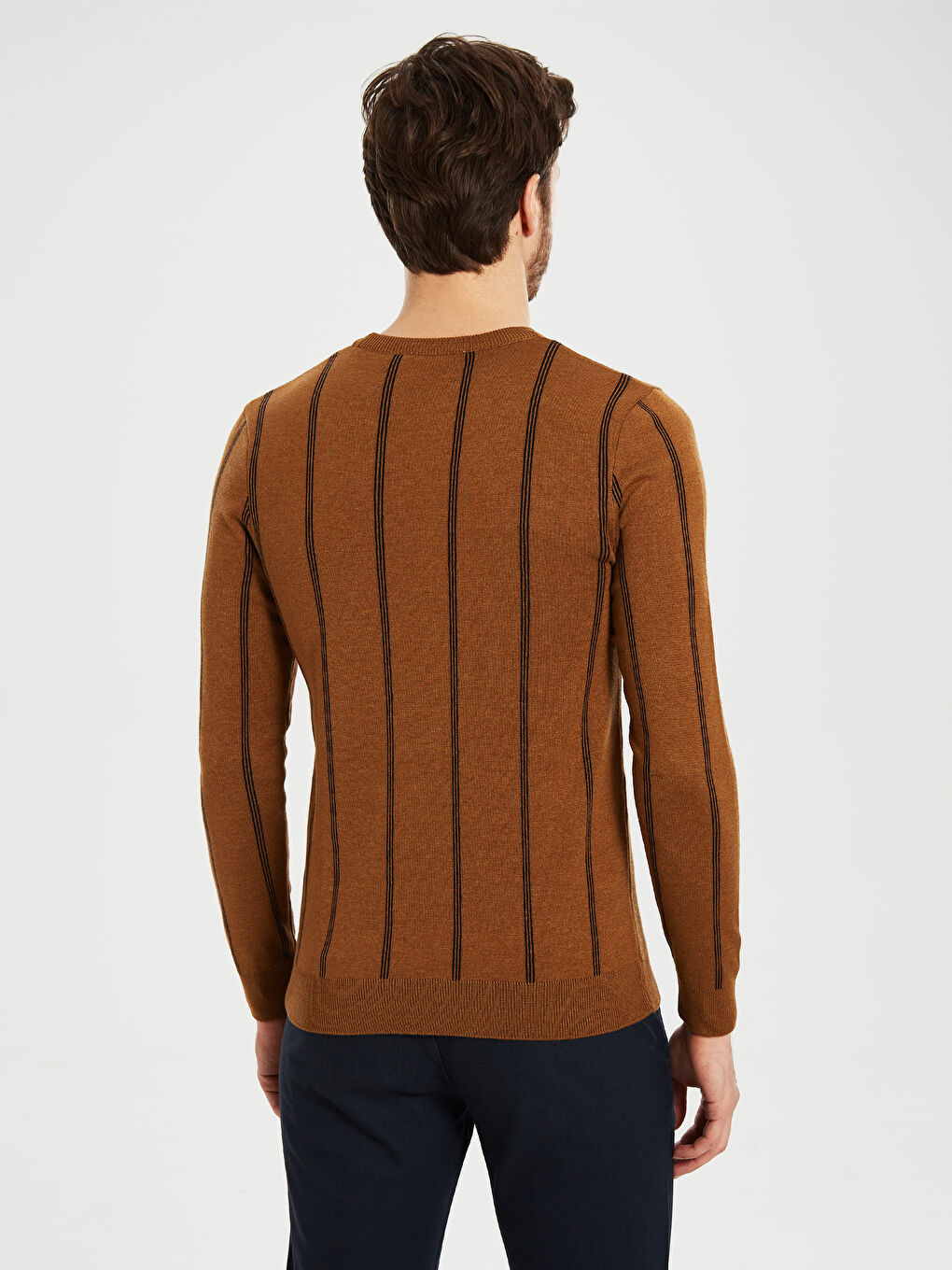 Sarı Bisiklet Yaka Erkek Triko Kazak-2