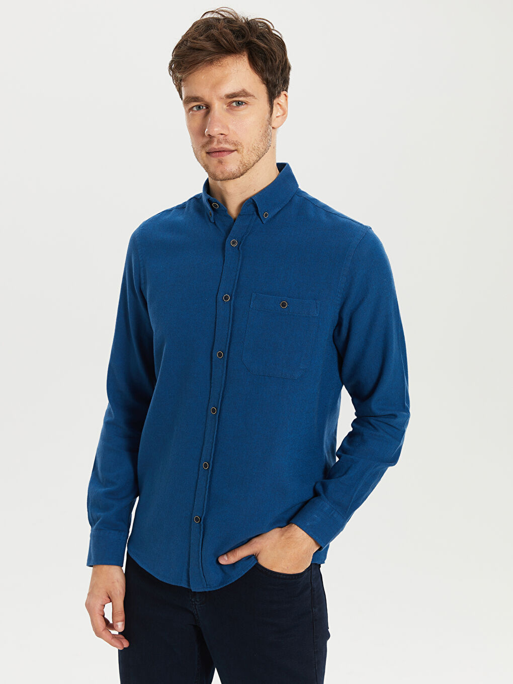 Mavi Regular Fit Uzun Kollu Gabardin Erkek Gömlek