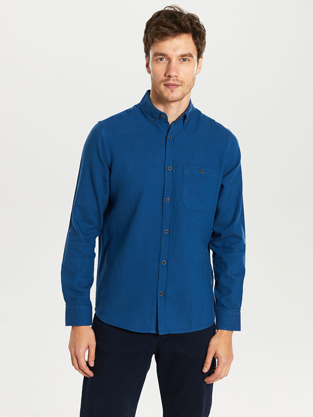 Mavi Regular Fit Uzun Kollu Gabardin Erkek Gömlek-1