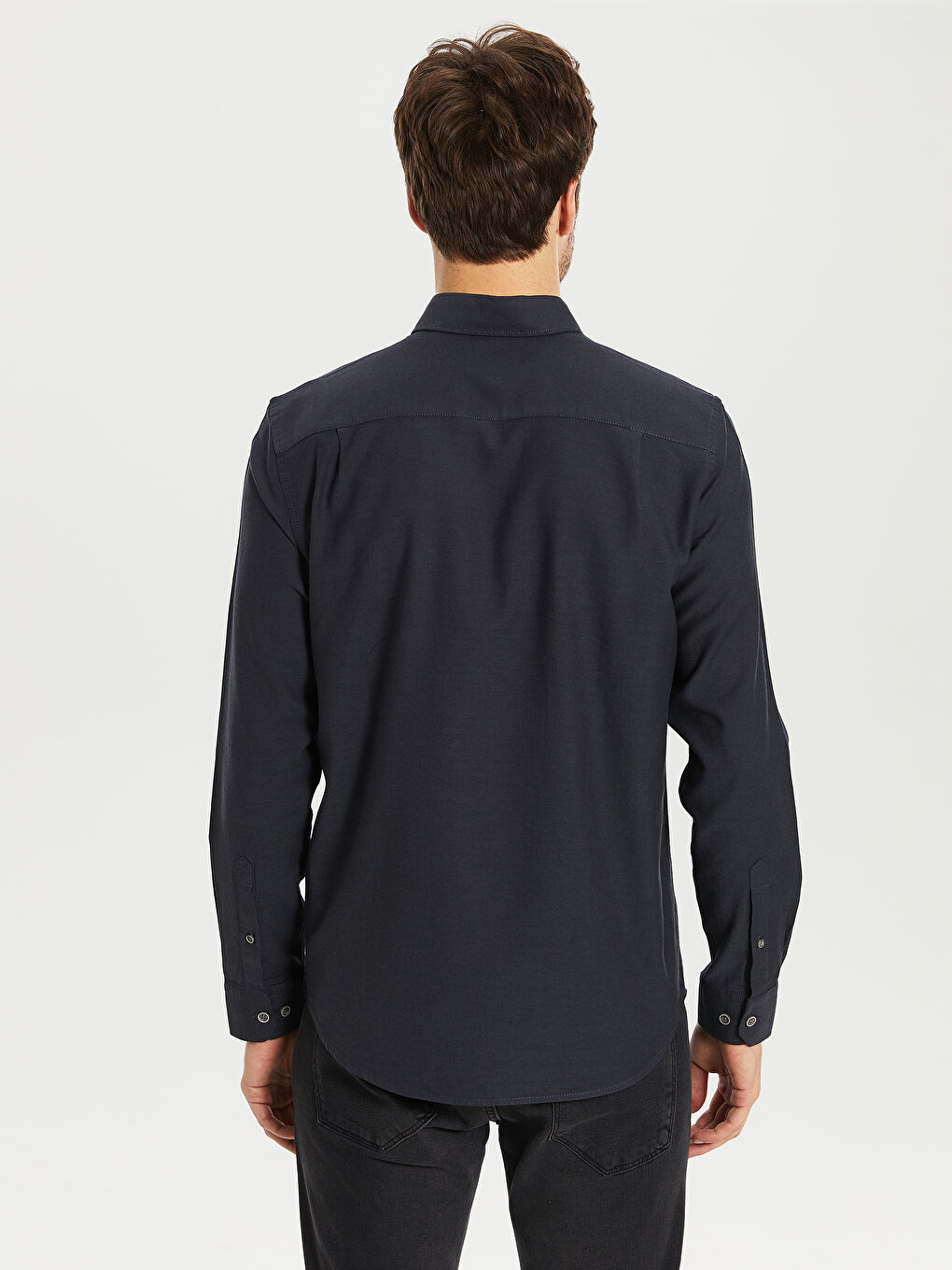 Antrasit Regular Fit Uzun Kollu Gabardin Erkek Gömlek-3