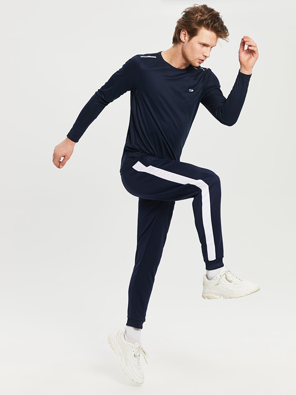 Koyu Lacivert Spor Tişört-4