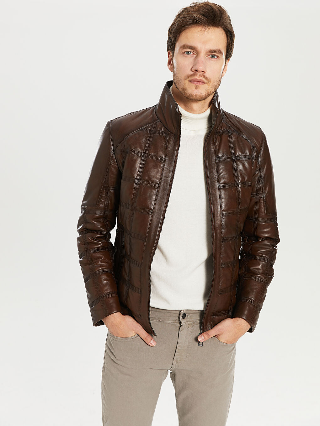 Man BROWN Faux Leather Coat