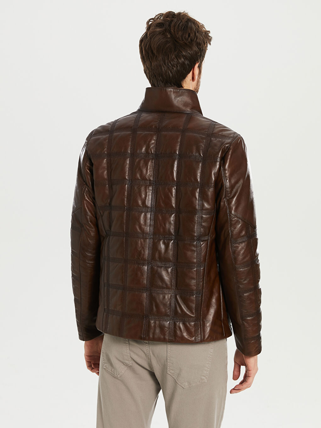 Man BROWN Faux Leather Coat-4