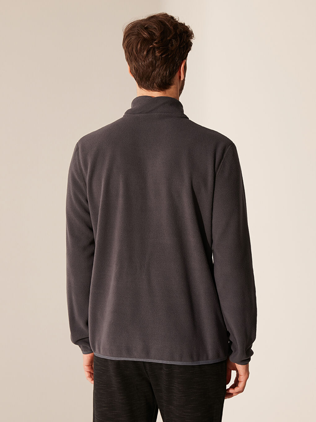 Antrasit Dik Yaka Erkek Sweatshirt-2