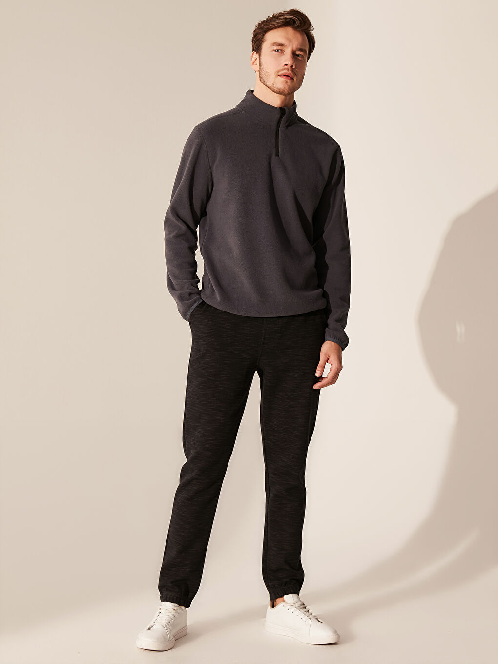 Antrasit Dik Yaka Erkek Sweatshirt-3