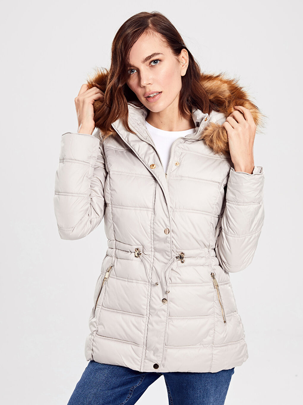 LCWAIKIKI Classic Fur Collar Puffer Coat -9W0010Z8-EFW
