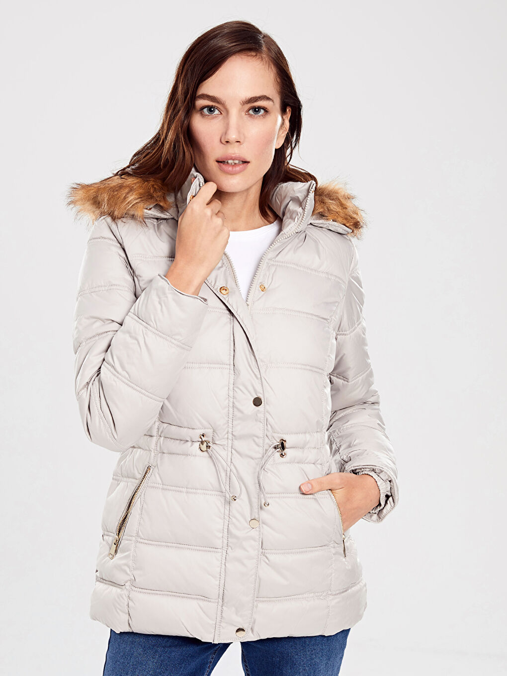 LCWAIKIKI Classic Fur Collar Puffer Coat -9W0010Z8-EFW
