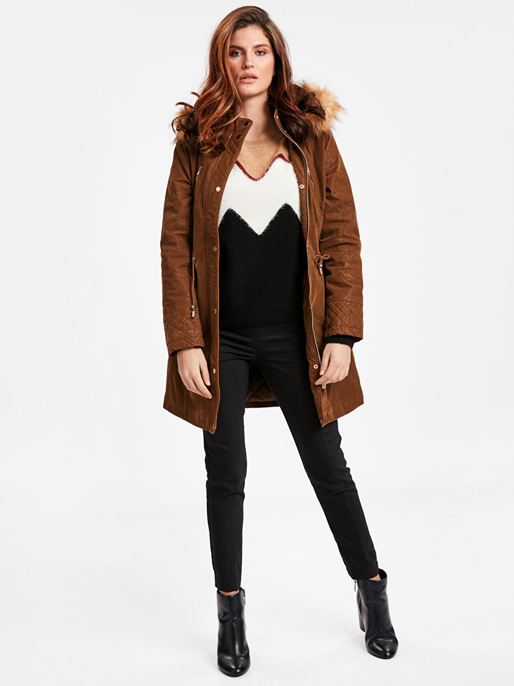 Kahverengi Taba Deri Görünümlü Mont-4