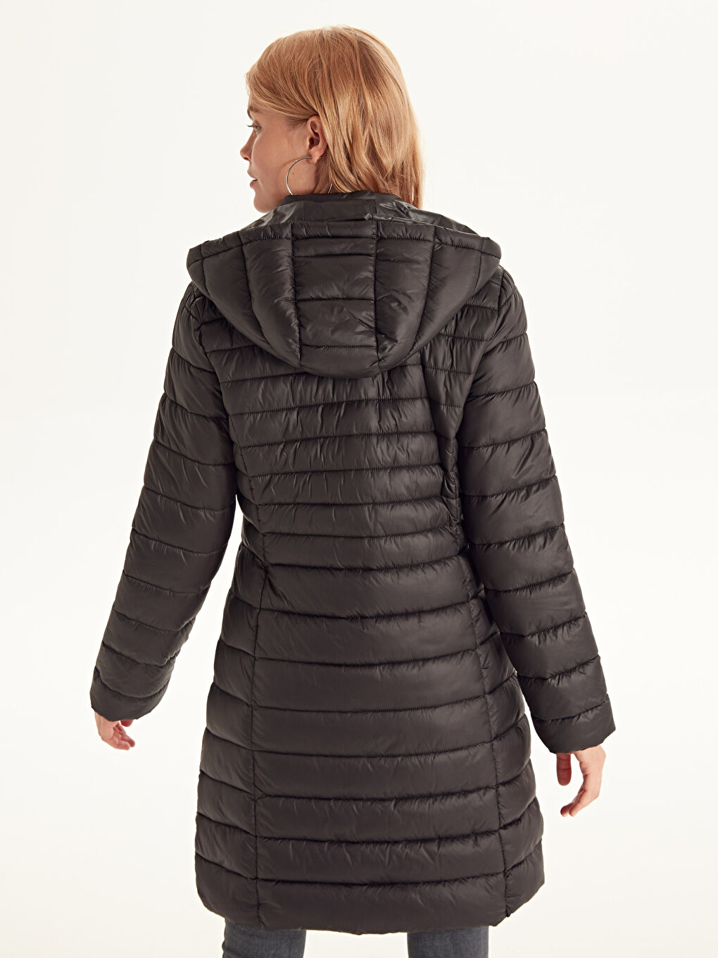 Әйелдер қара Пуховик пальто-3