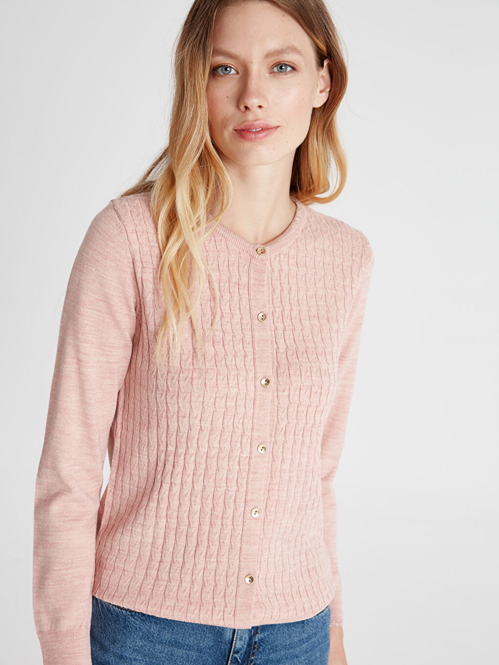 Uçuk Pembe Melanj Hırka