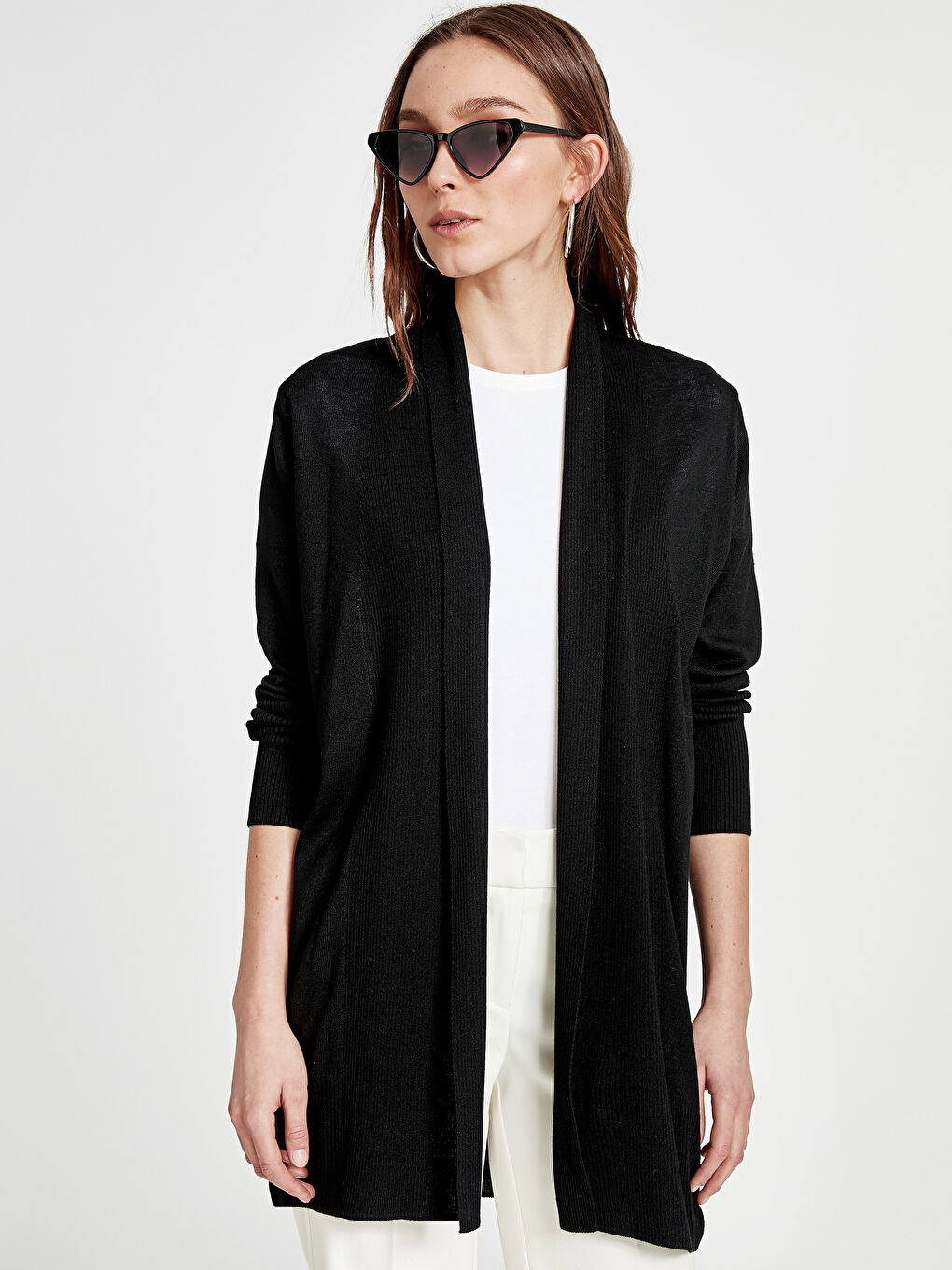 Siyah Şal Yaka Kadın Hırka-1