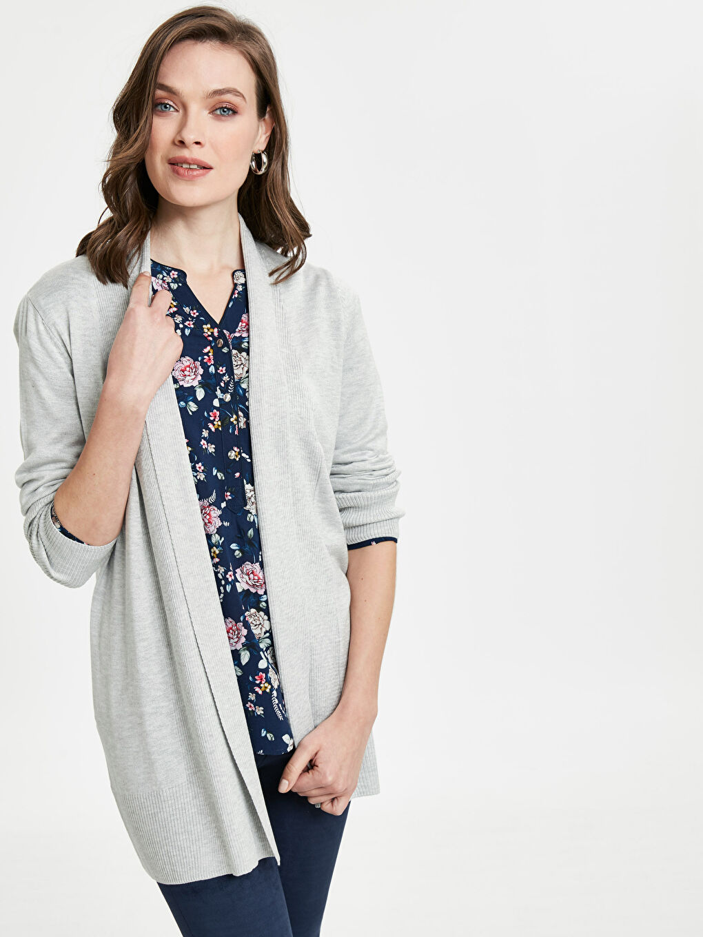 Açık Gri Melanj Hırka