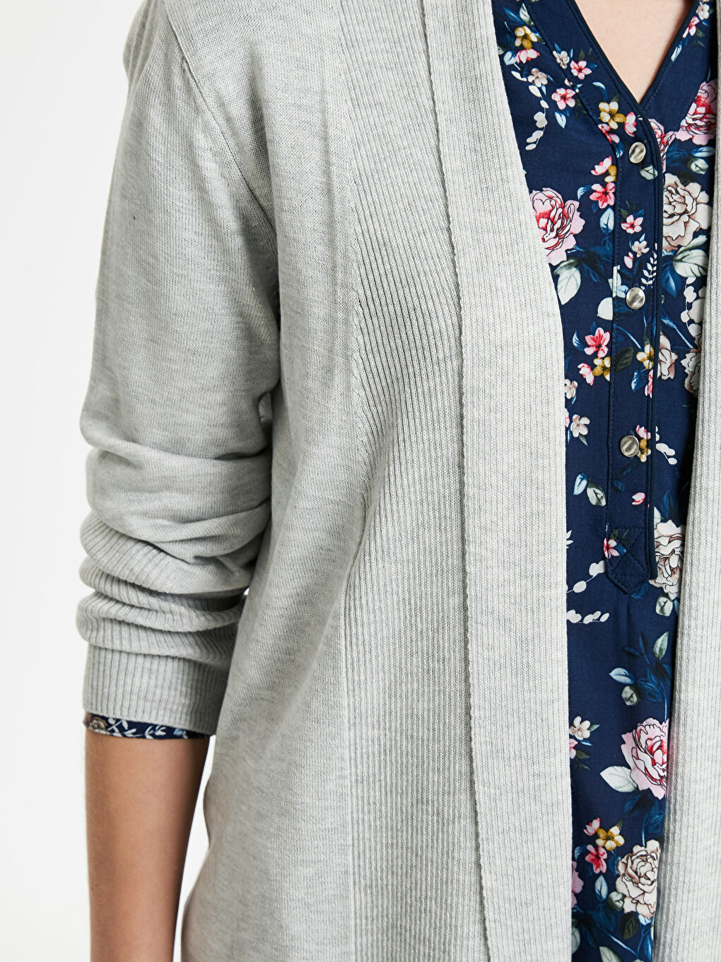 Açık Gri Melanj Hırka-3