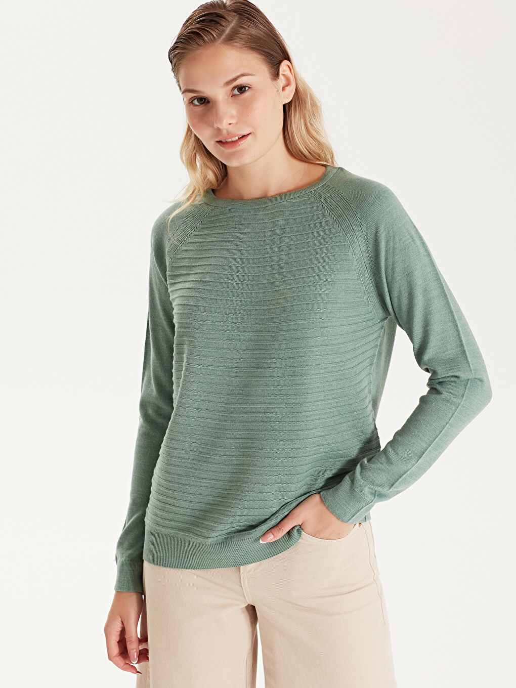 Woman Green Sweater