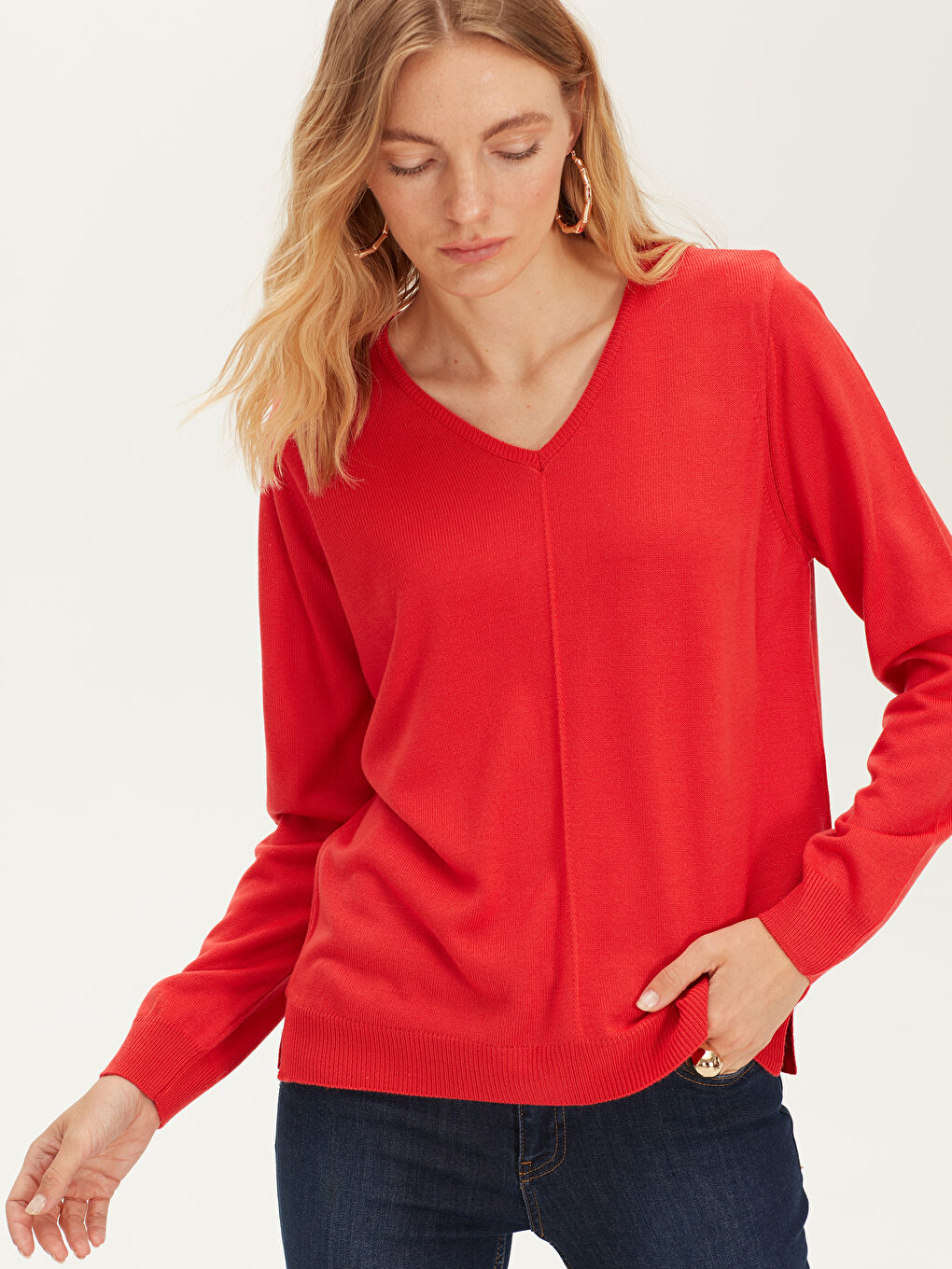 Canlı Kırmızı Kazak-1