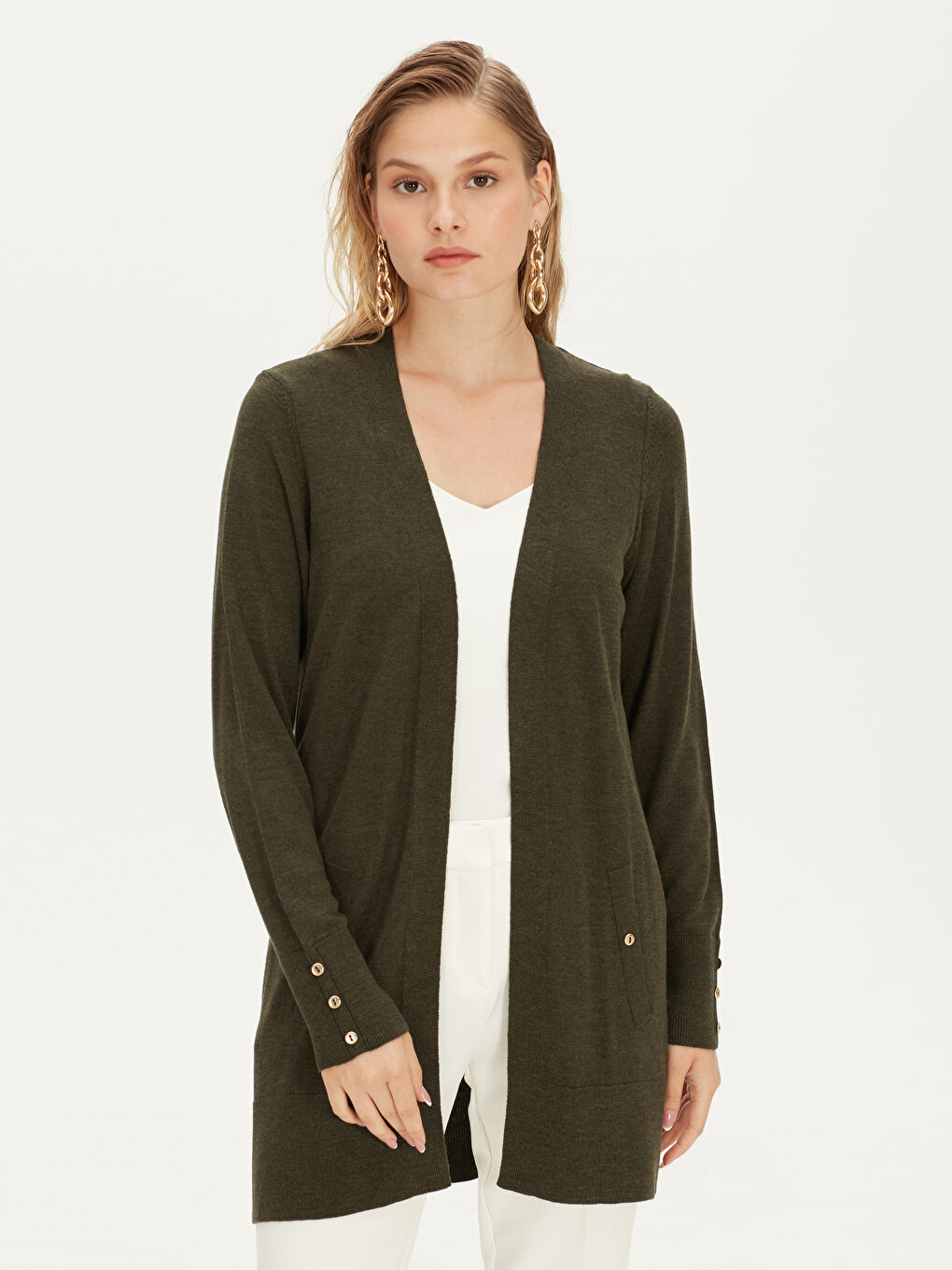 LCWAIKIKI Basic Frau KHAKI Cardigan -9W0464Z8-M5N