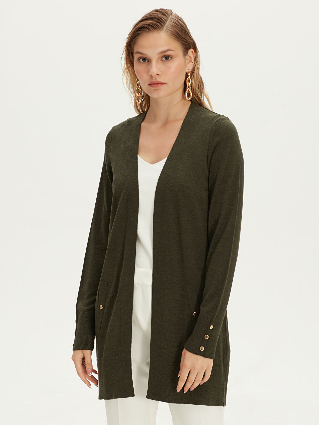 LCWAIKIKI Basic Frau KHAKI Cardigan -9W0464Z8-M5N