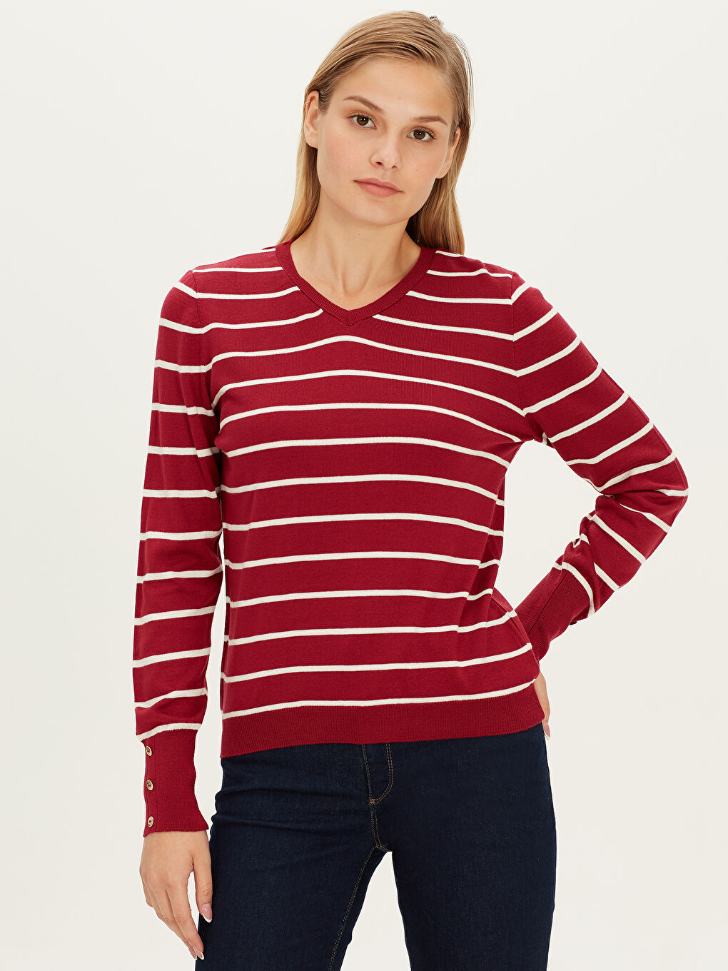 LCWAIKIKI Basic V-Ausschnitt Pullover für Damen -9W0504Z8-HJF