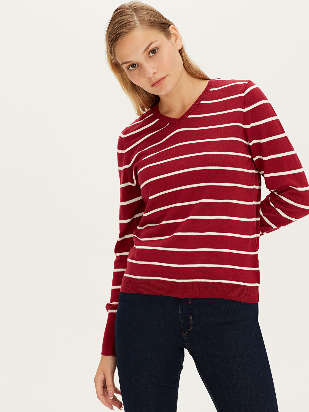 LCWAIKIKI Basic V-Ausschnitt Pullover für Damen -9W0504Z8-HJF