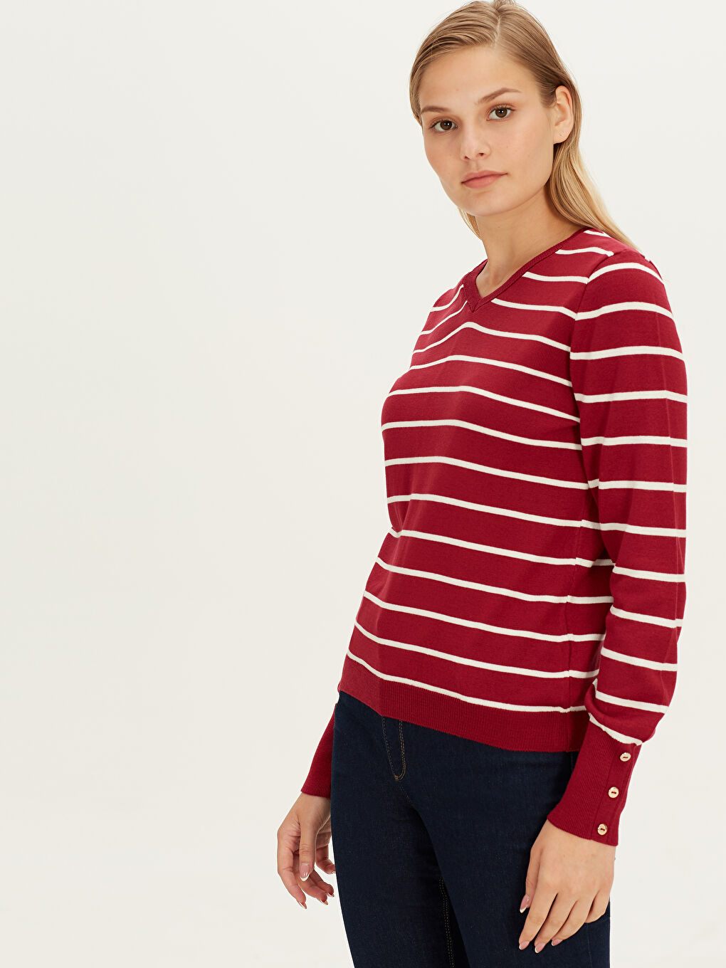 LCWAIKIKI Basic V-Ausschnitt Pullover für Damen -9W0504Z8-HJF