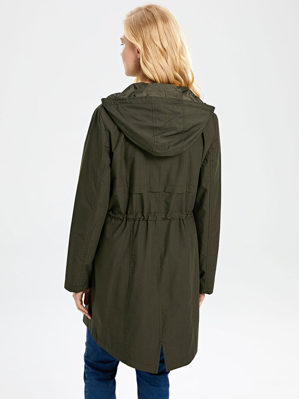 Frau KHAKI Mantel aus Kunstleder-2