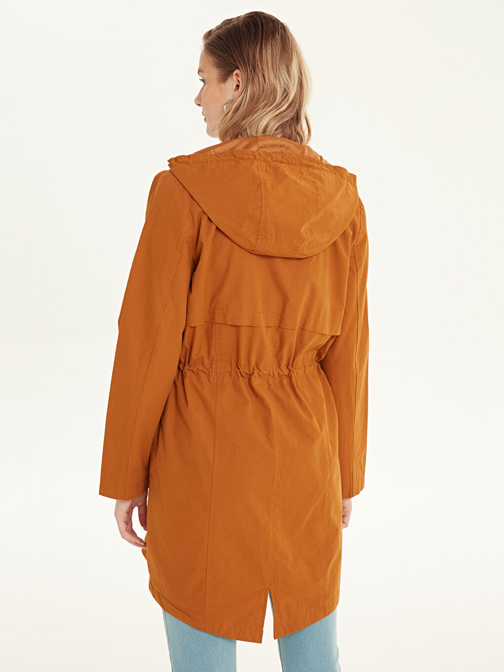 Turuncu Tarçın Deri Görünümlü Mont-3