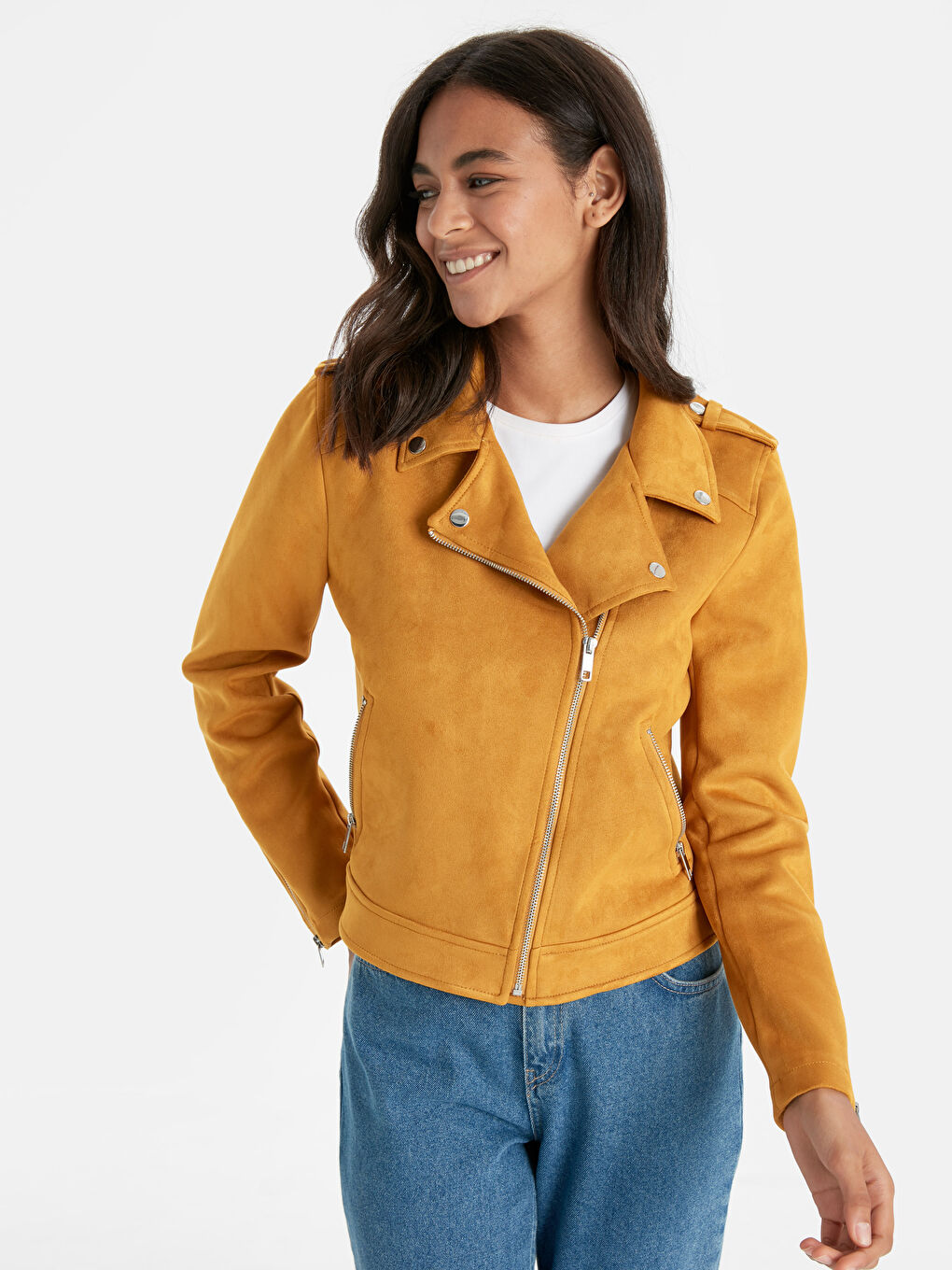 Woman YELLOW Faux Leather Coat
