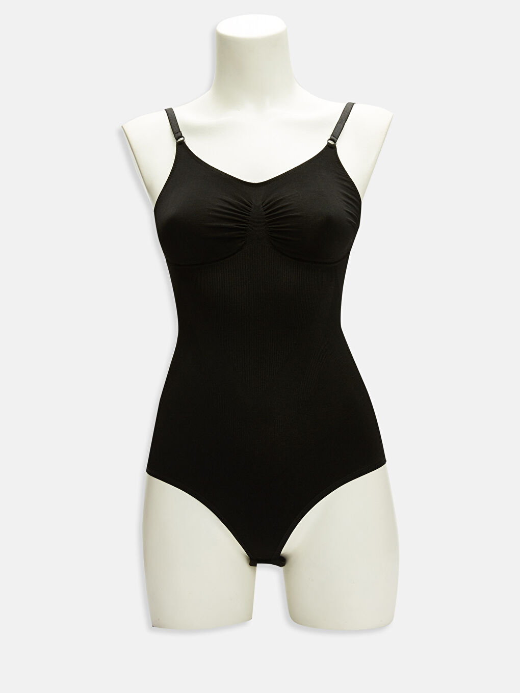 Siyah U Yaka Standart Fit Kadın Dikişsiz Korse-1