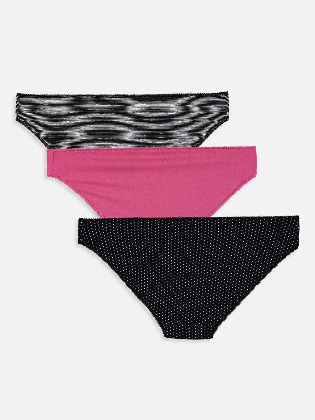 Siyah Desenli Kadın Bikini Külot 3'lü Paket-1