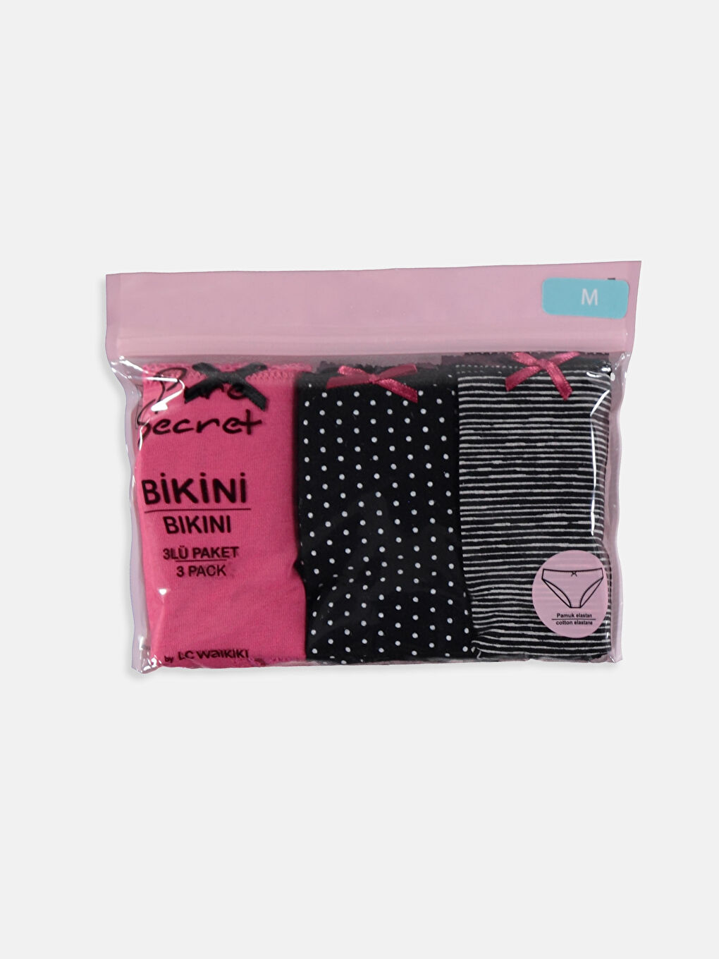 Siyah Desenli Kadın Bikini Külot 3'lü Paket-2