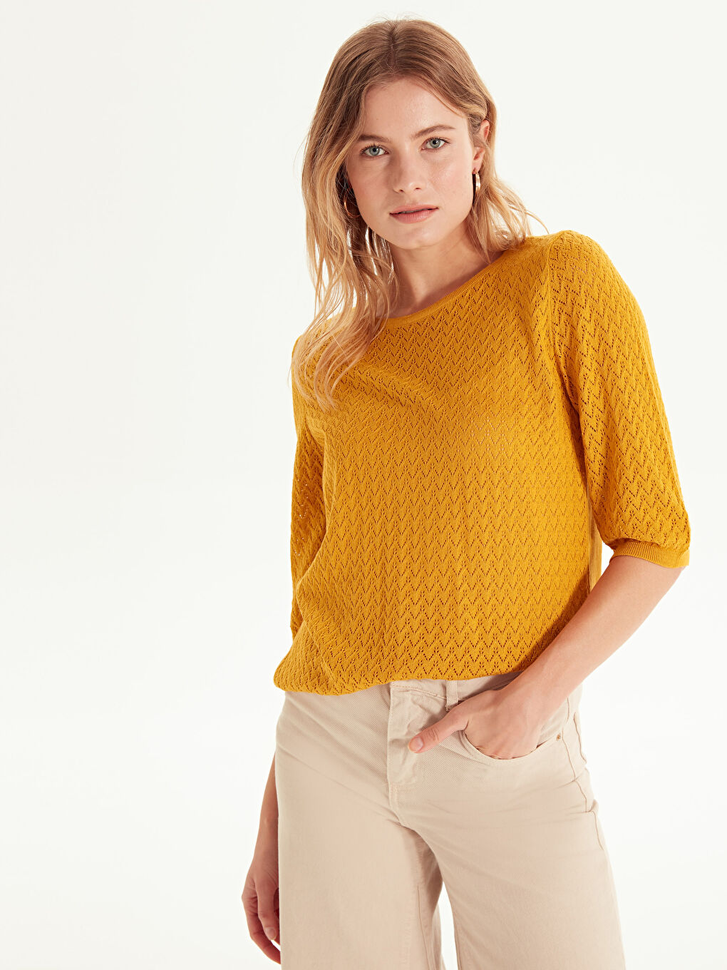 Γυναίκα ΚΙΤΡΙΝΟ Πουλόβερ-1
