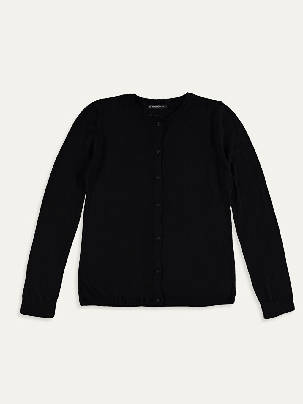 Siyah Düğmeli İnce Uzun Kollu Kadın Triko Hırka