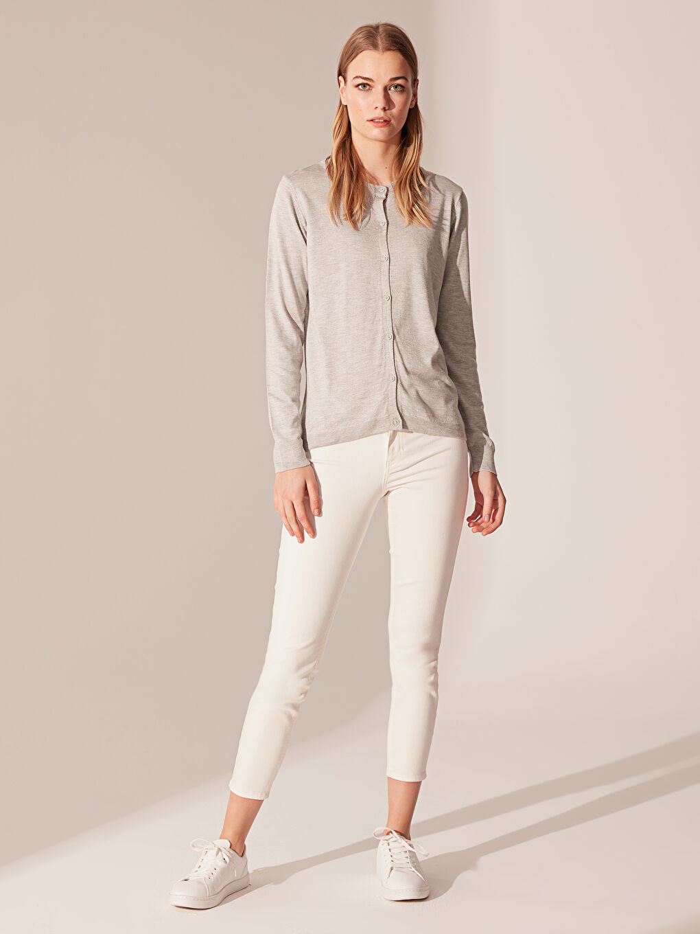 Açık Gri Melanj Hırka-3