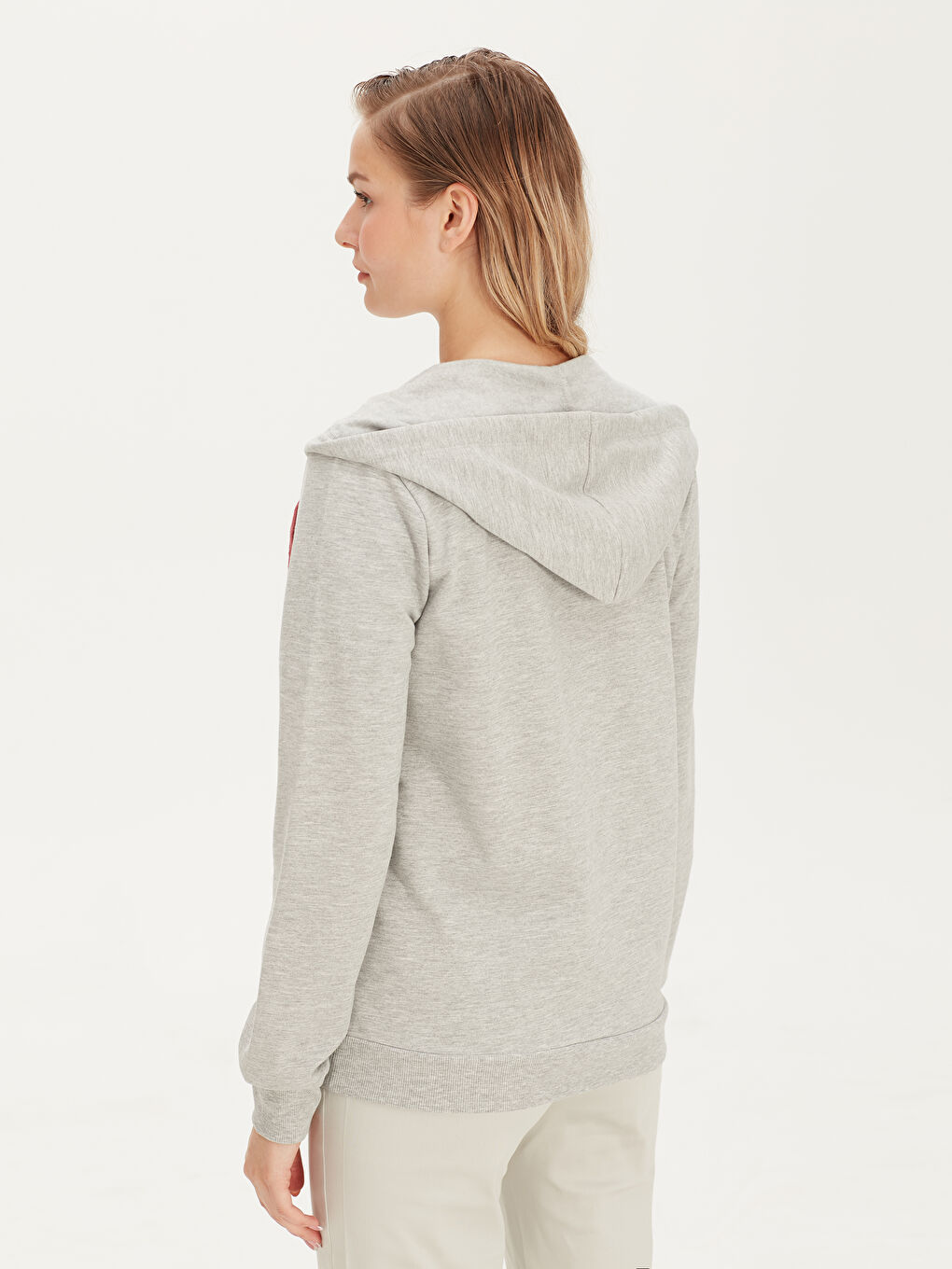 Gri Melanj Fermuarlı Sweatshirt-2