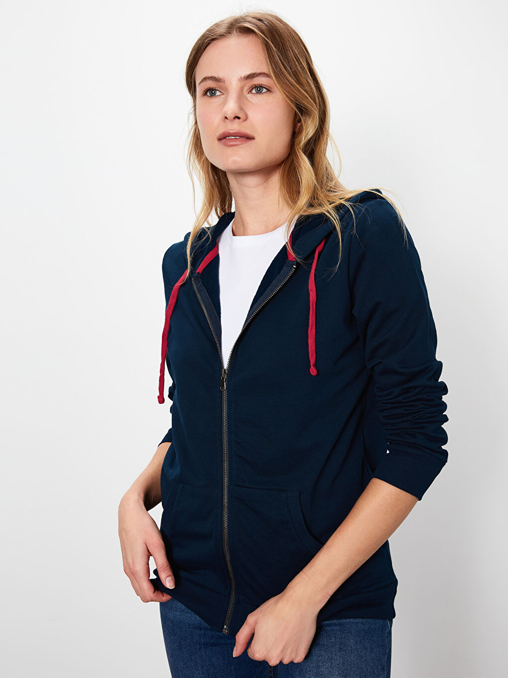 سويت شيرت بسحاب أزرق نساء-1