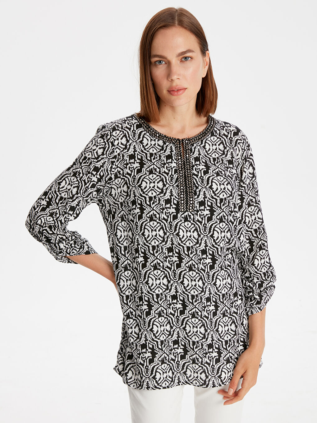 Siyah Baskılı Bluz