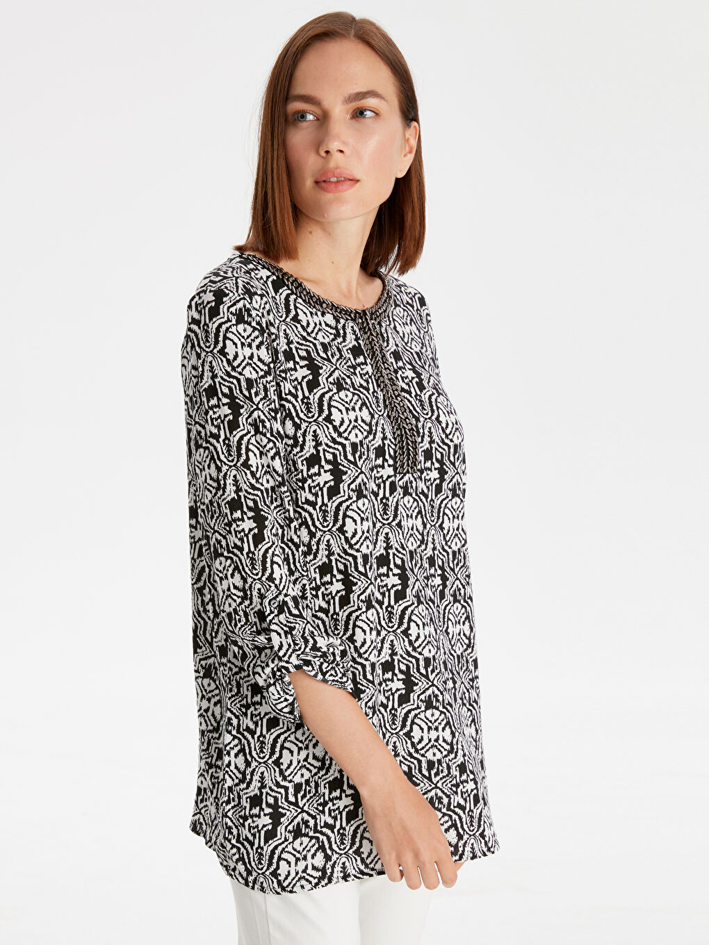 Siyah Baskılı Bluz-1