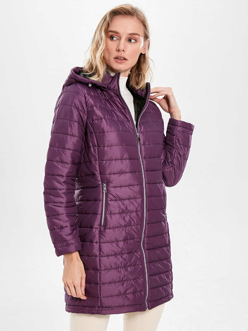 Woman PURPLE Puffer Coat-1