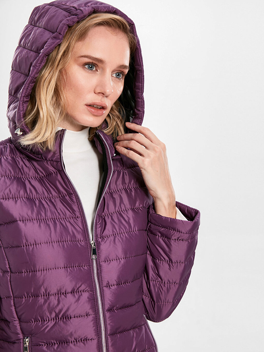 Woman PURPLE Puffer Coat-2