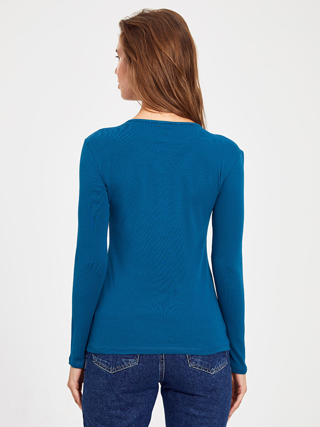 Basic Cotton Long Sleeve T-shirt Straight Women-2