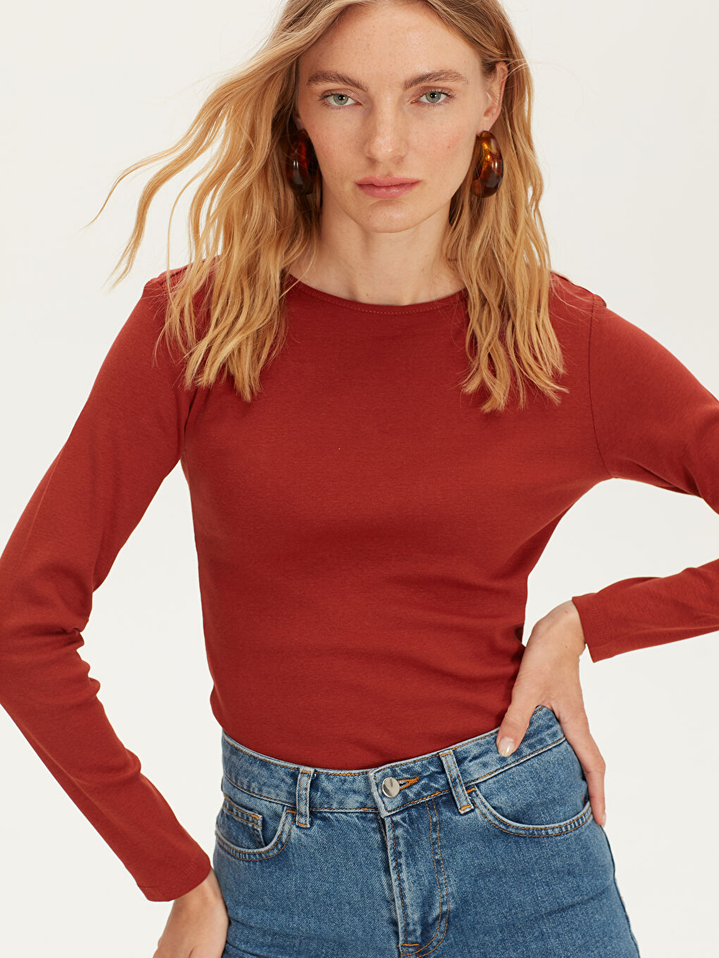 Turuncu Penye Kadın Tişört