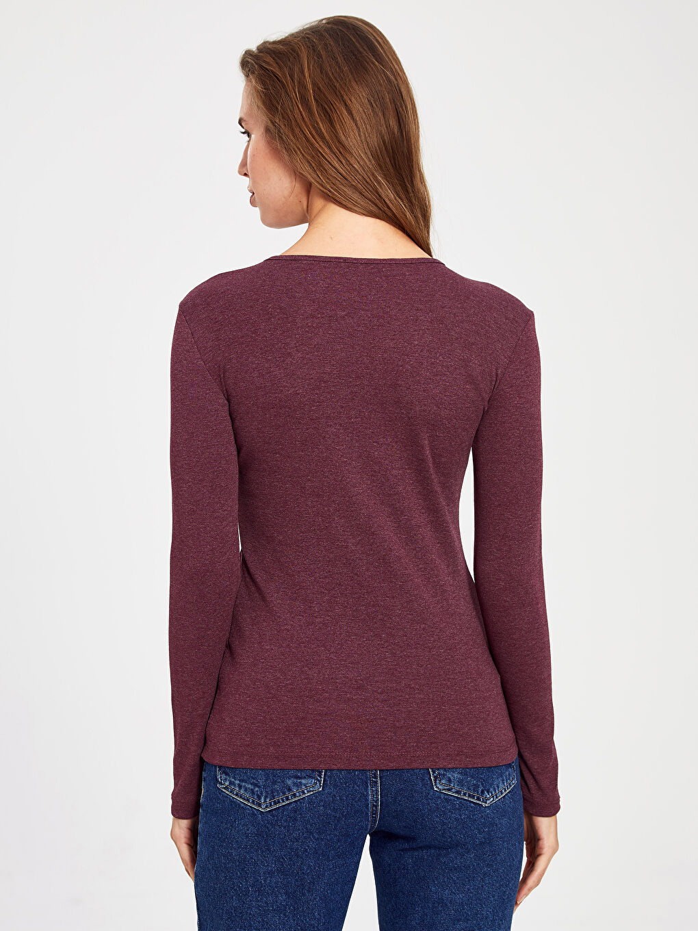 Basic Neck Long Sleeve Shirts-1