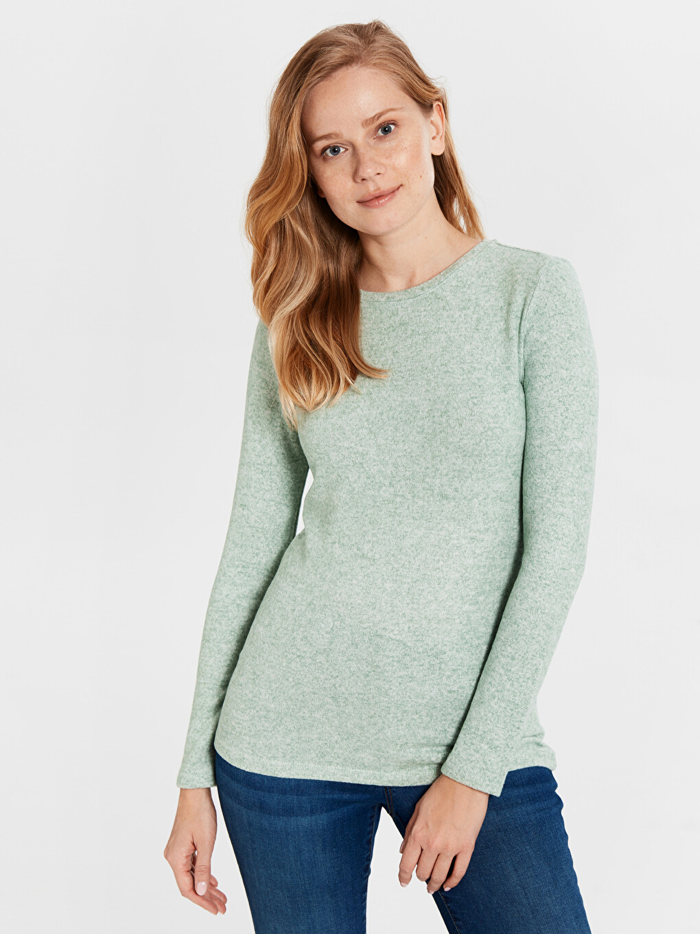 Crew Neck Basic Long Sleeve T-shirt-1