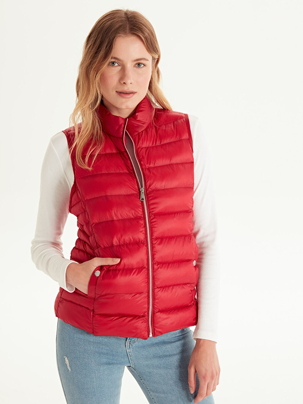 Kırmızı Dik Yaka Şişme Yelek-2