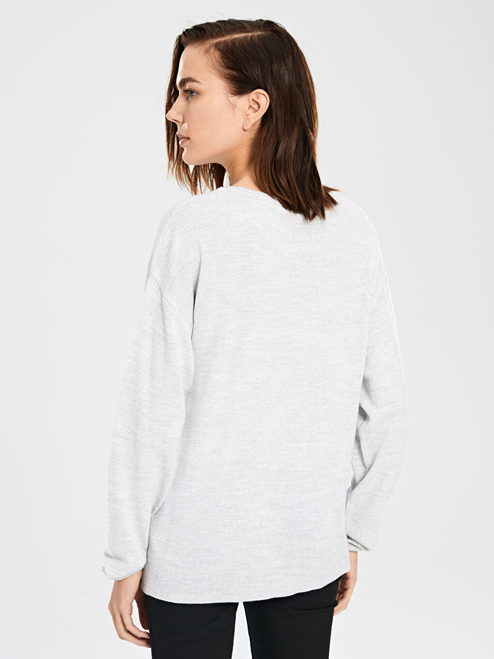 Açık Gri Melanj Kazak-1