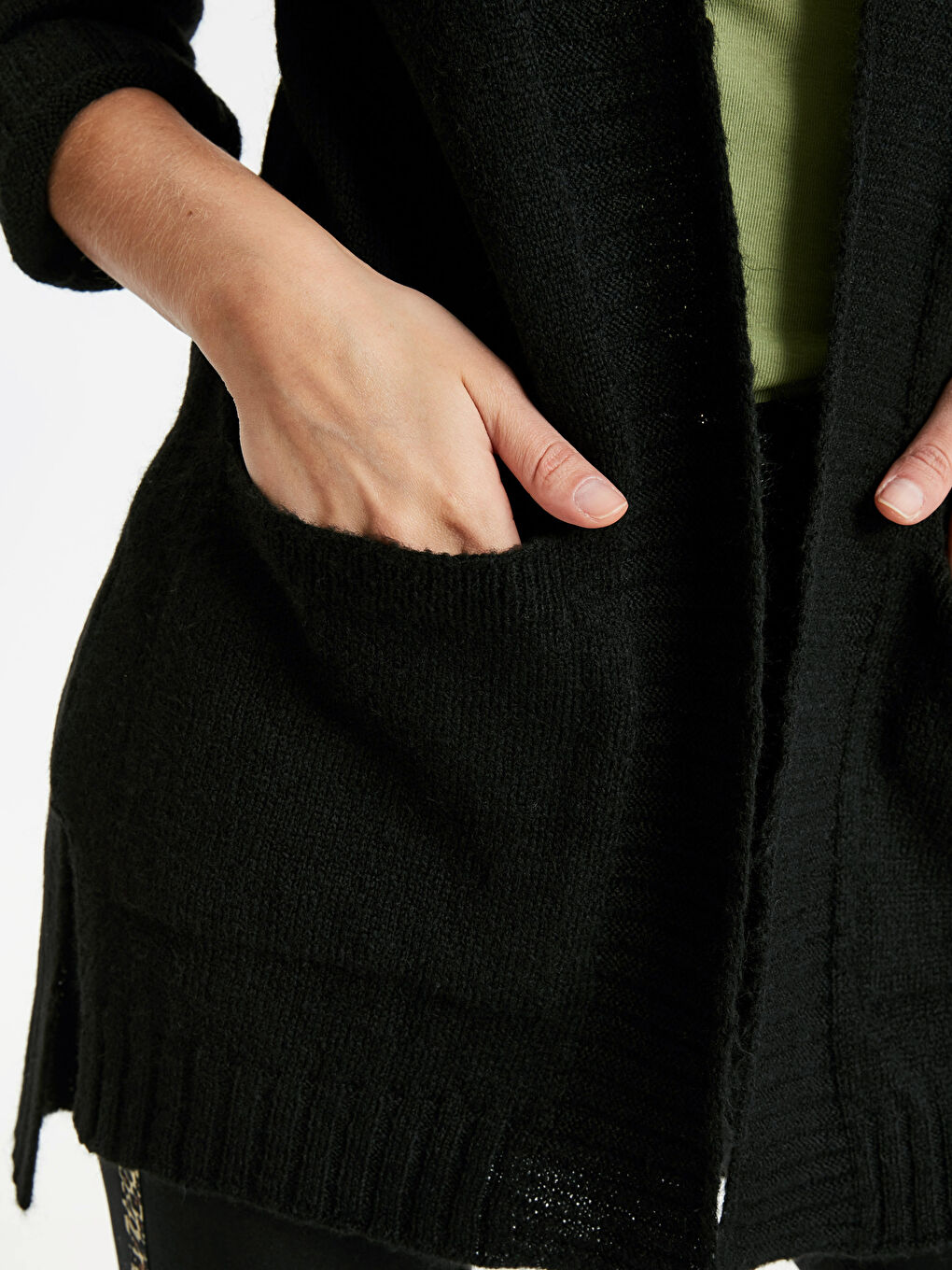 Кардиган с V-образным вырезом и длинным рукавом для женщин-3